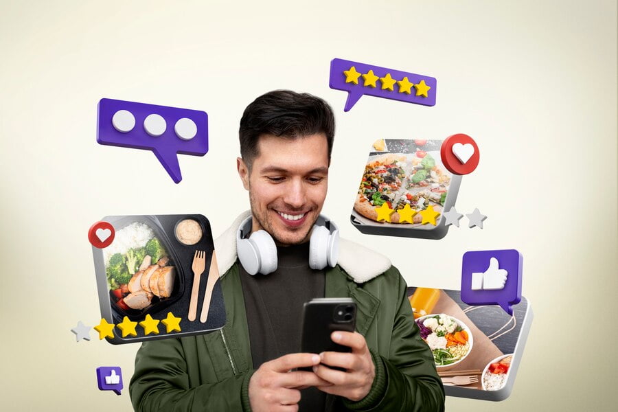 Publicidade Online: Maximizando o ROI das Campanhas 2 homem sorridente de tiro médio segurando um smartphone