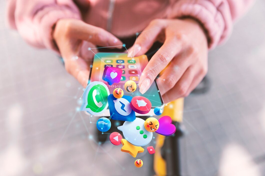 Redes Sociais: Estratégias para Engajamento Contínuo 1 Mãos segurando o conceito de mídia social do smartphone