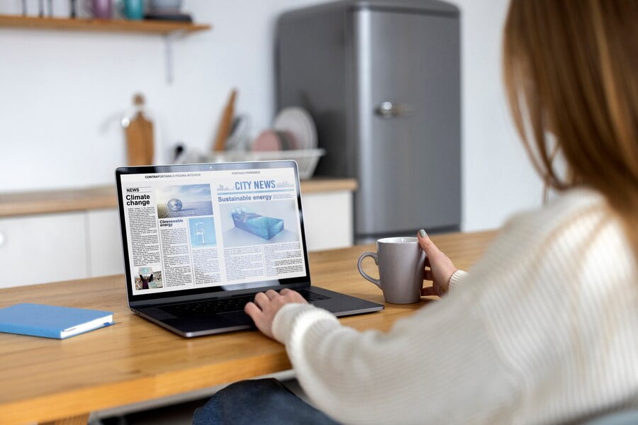 Experiência do Usuário em Sites: Otimização e Design 2 Vista lateral mulher lendo revista digital