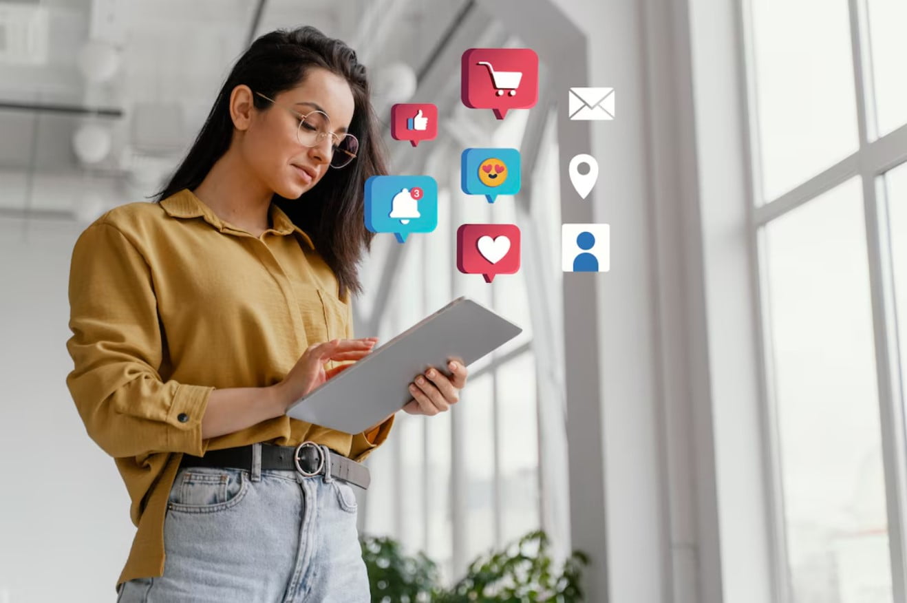 Conceito de marketing de mídia social para marketing com aplicativos
