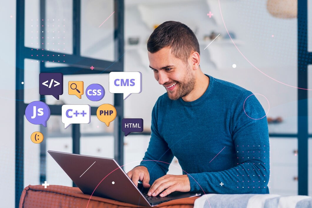 Desenvolvimento de Sites: Guia Completo para Iniciantes Pessoa na frente do computador trabalhando html