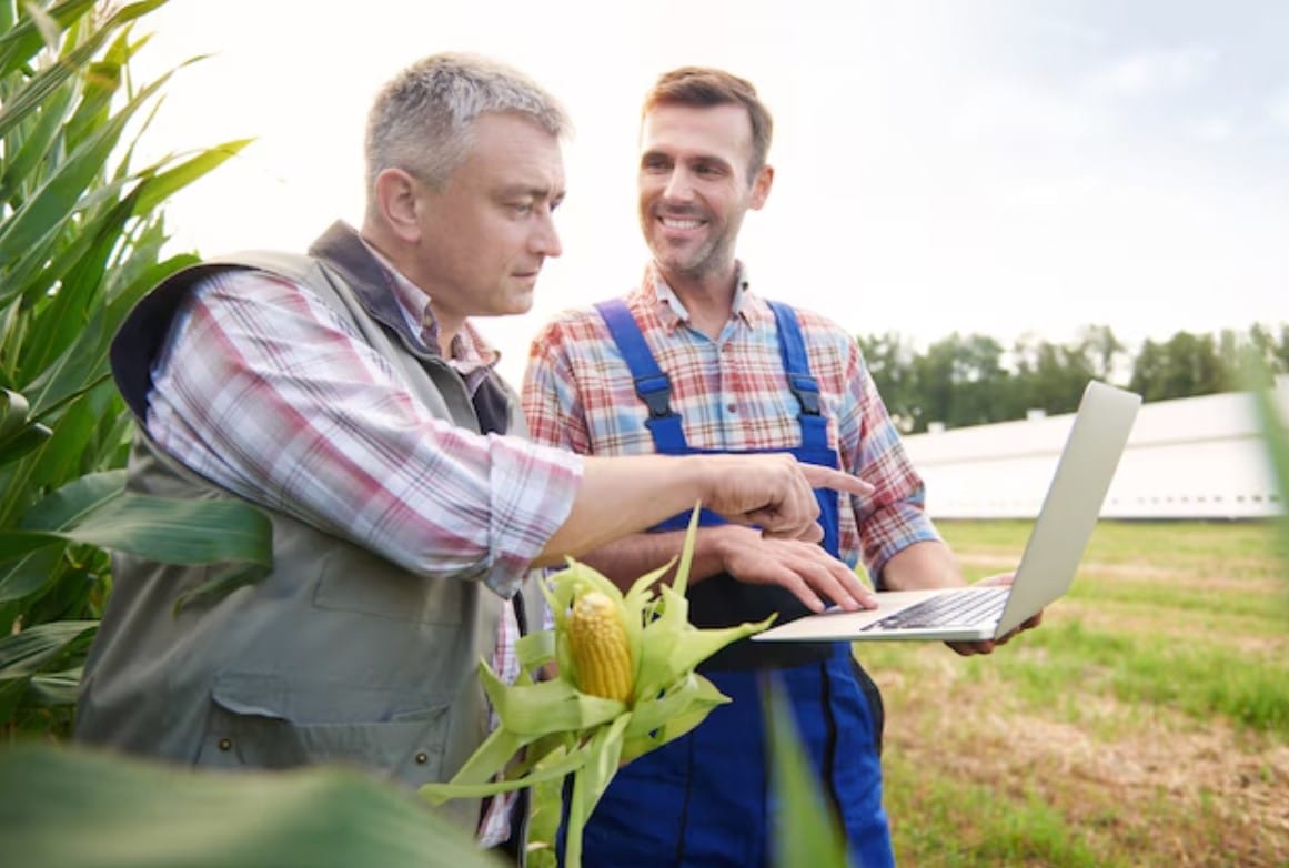 Jovem agricultor cuidando de seu negócio
