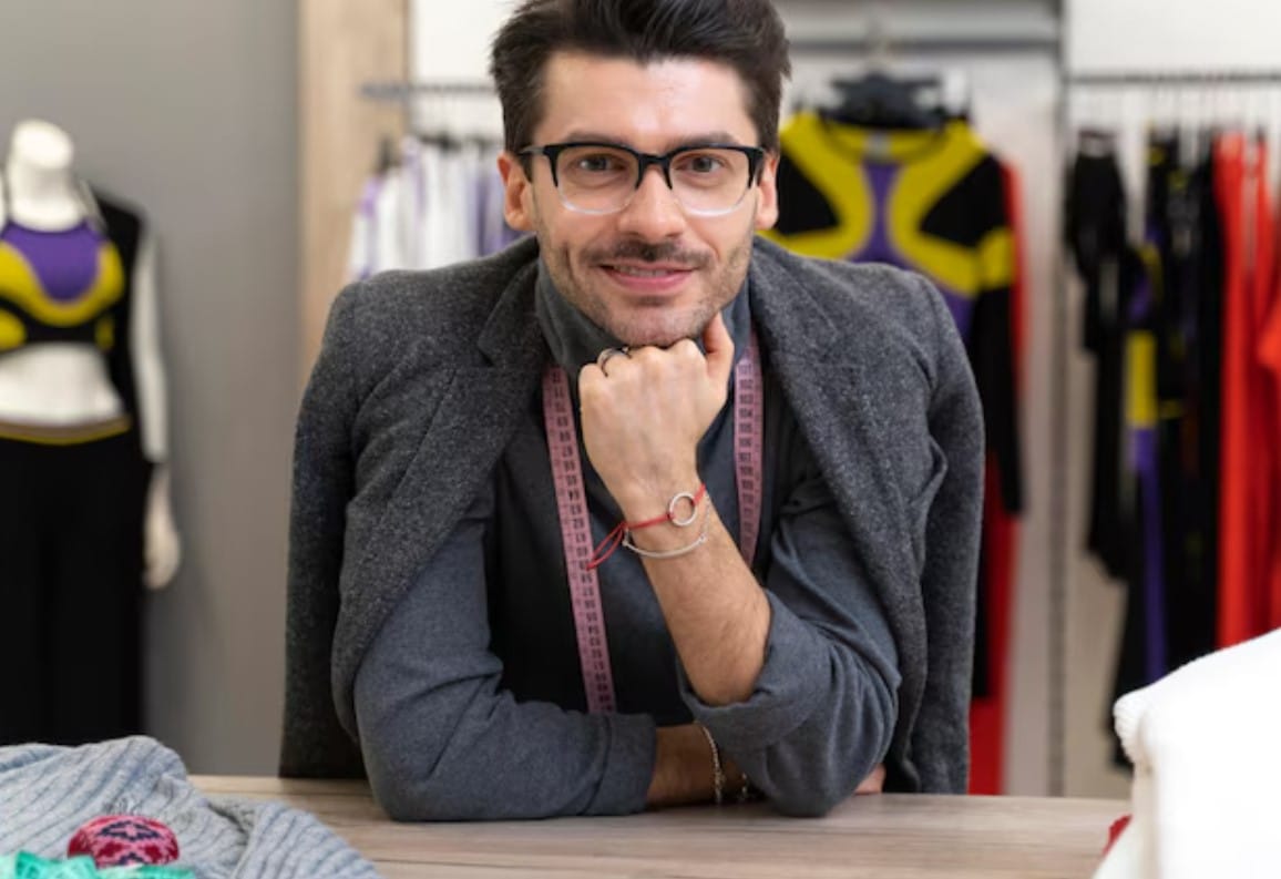 Retrato de personal shopper masculino trabalhando