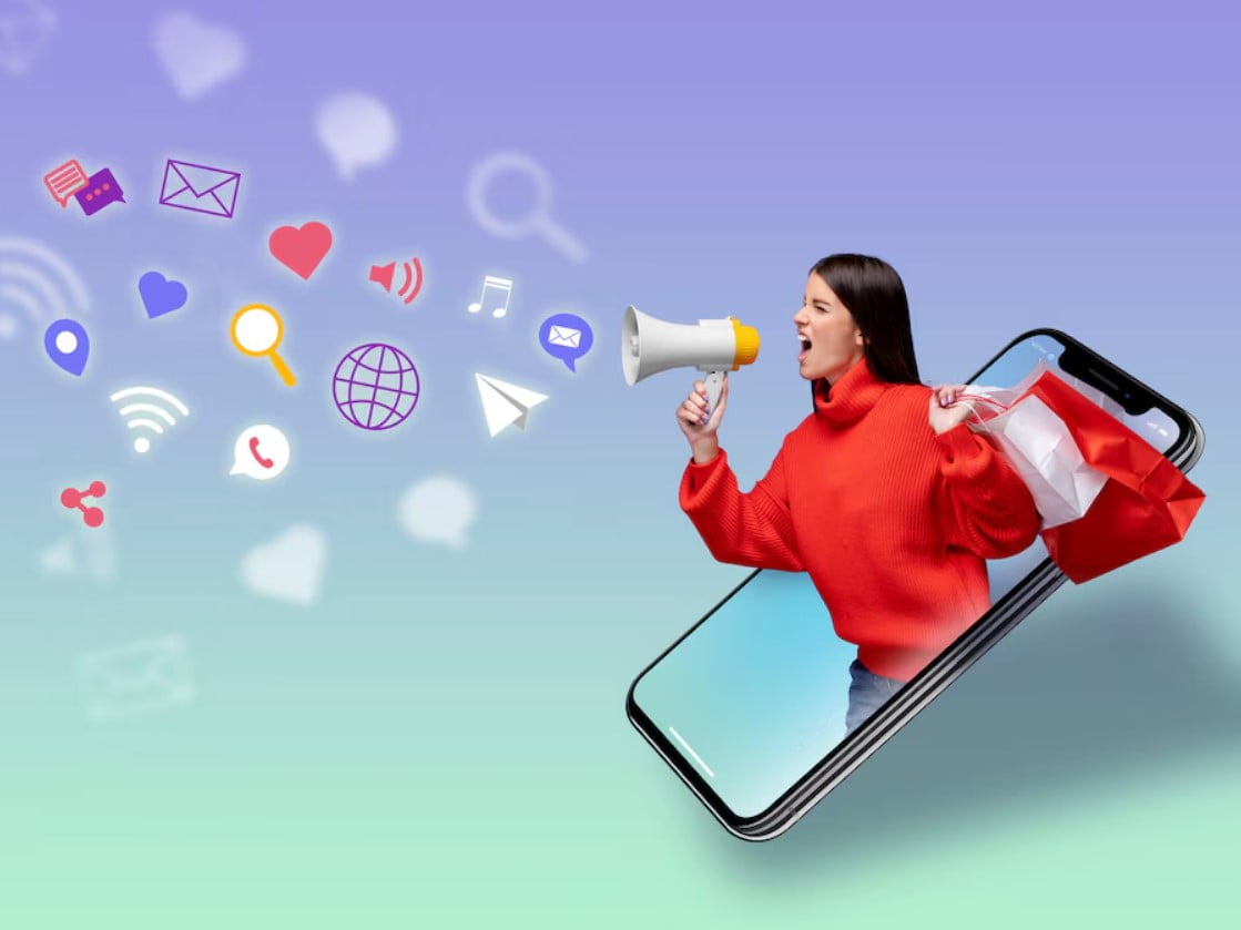 Conceito de marketing de mídia social para marketing com aplicativos 