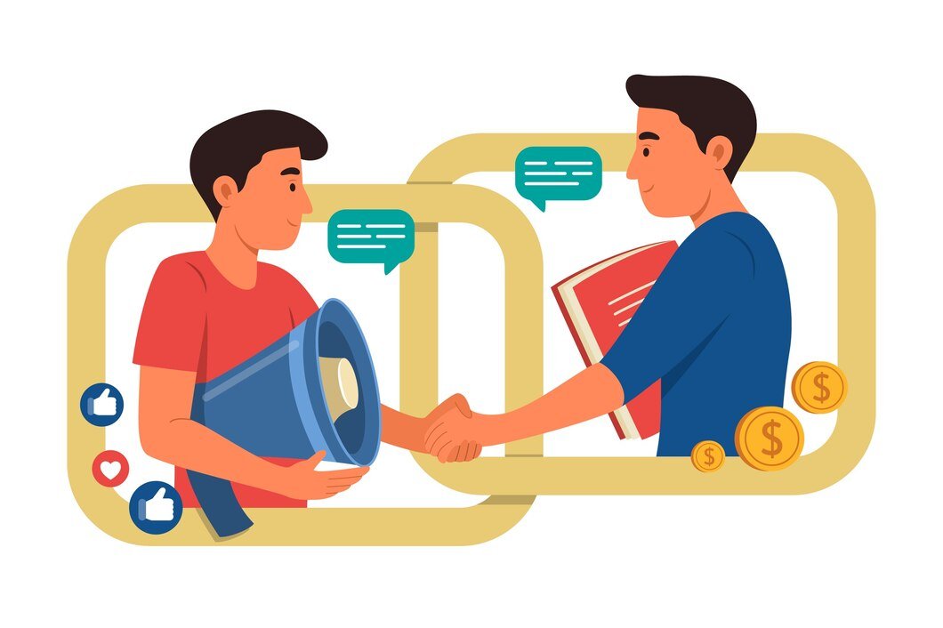 Ilustração de marketing de afiliados de design plano desenhado à mão 