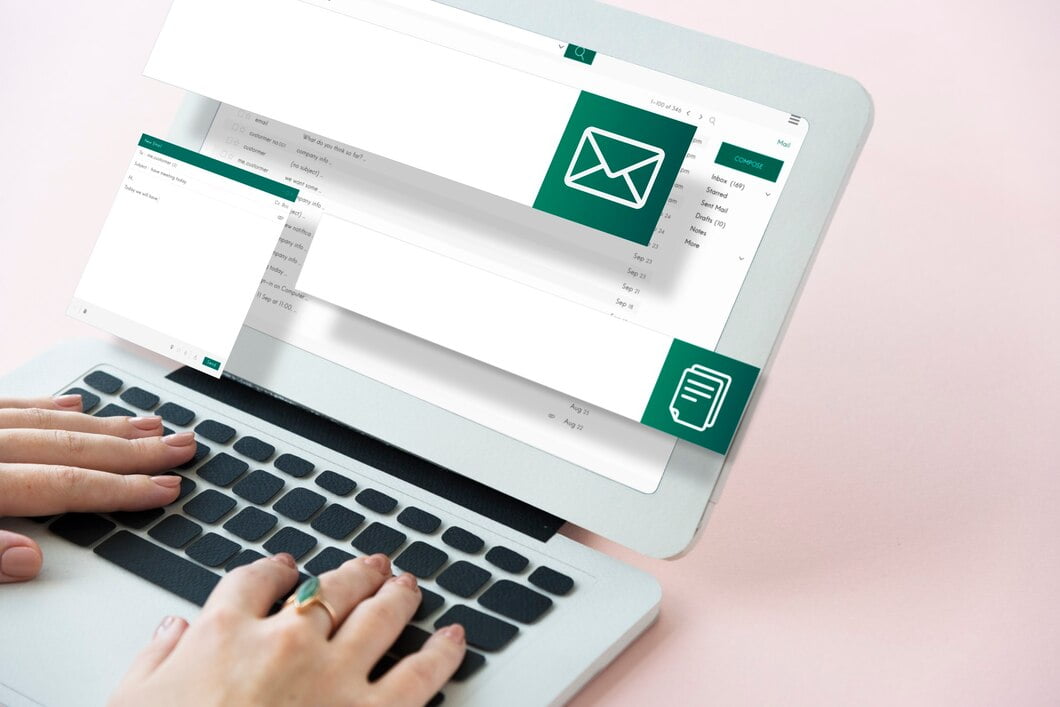 Conceito de rede social de conexão de comunicações globais por e-mail