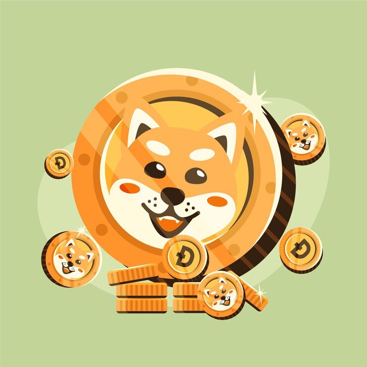 Valiosa ilustração criptomoeda dogecoin 