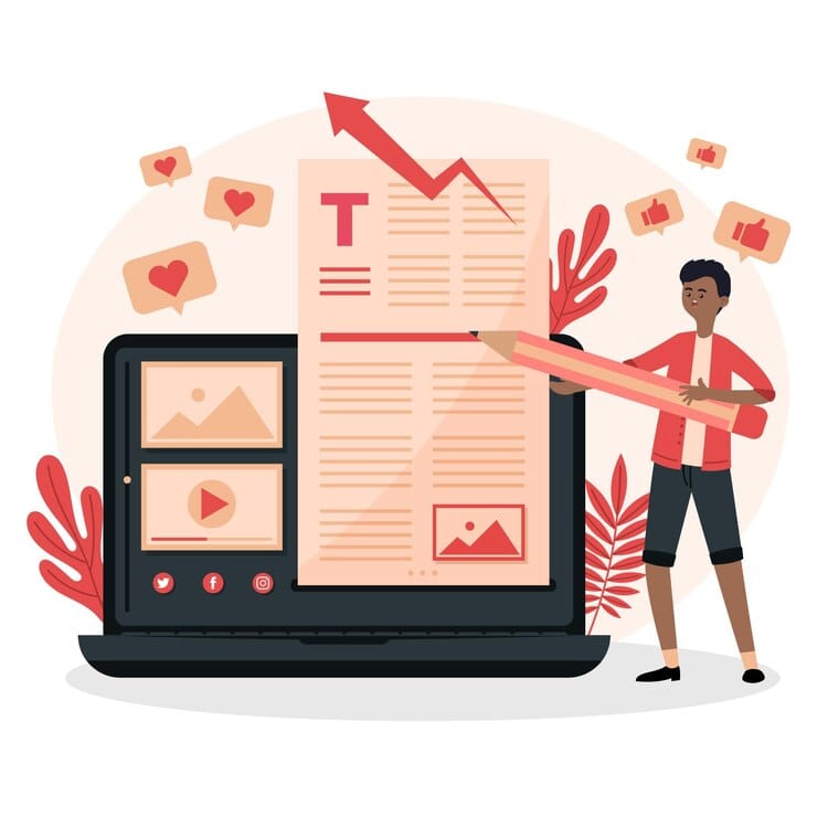 Conceito de blogging com homem