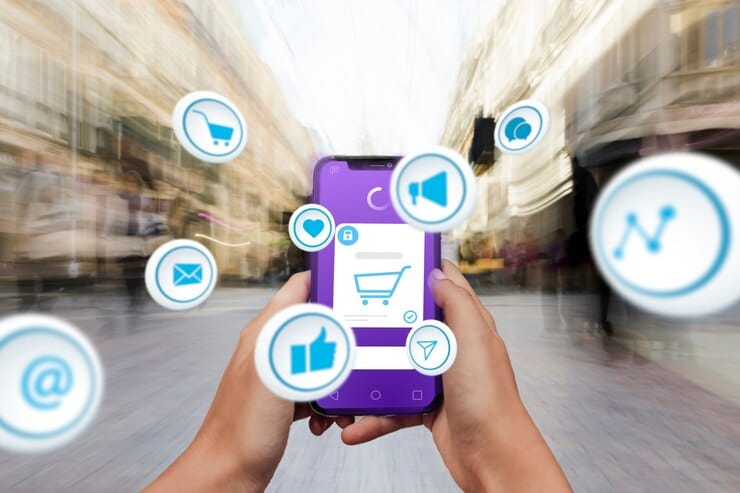 Conceito de marketing de mídia social para marketing com aplicativos
