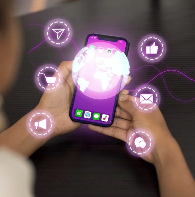 Conceito de marketing de mídia social para marketing com aplicativos