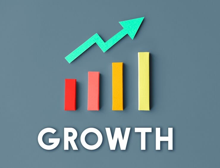 A importância do Growth Marketing para o sucesso das startups Gráfico de crescimento, desenvolvimento, melhoria, lucro, conceito de sucesso