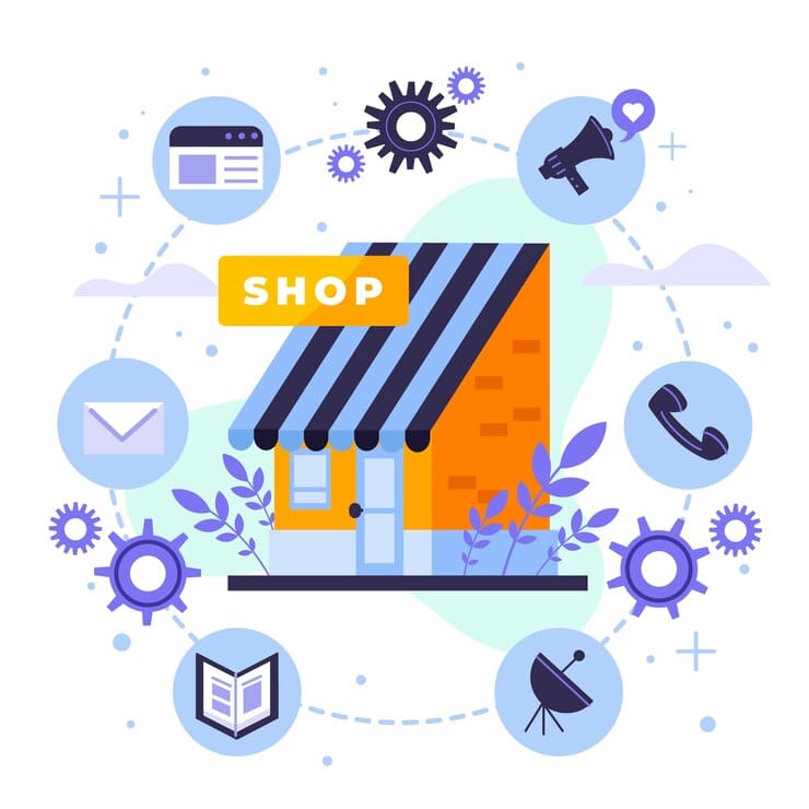 Ilustração omnichannel de design plano desenhado à mão
