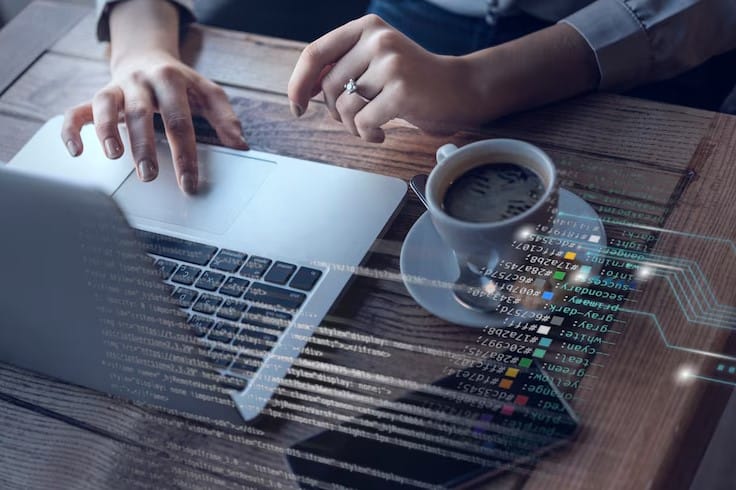 Conceito de colagem de HTML e CSS com pessoa
