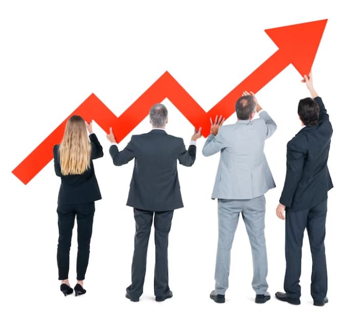 Grupo de empresários em recuperação econômica 