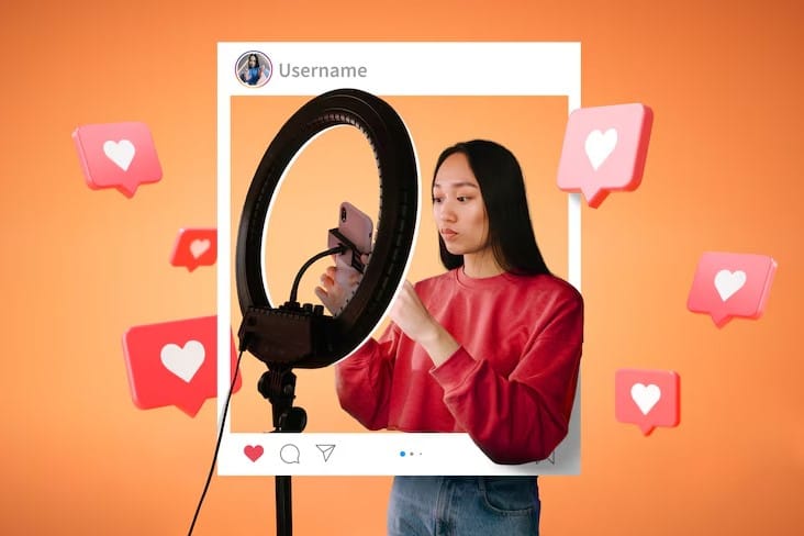 Influenciador postando nas redes sociais
