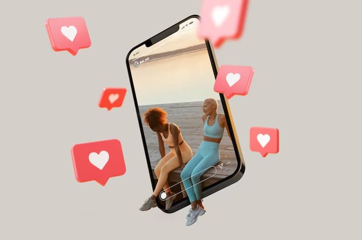 Influenciadores relaxando e postando nas redes sociais
