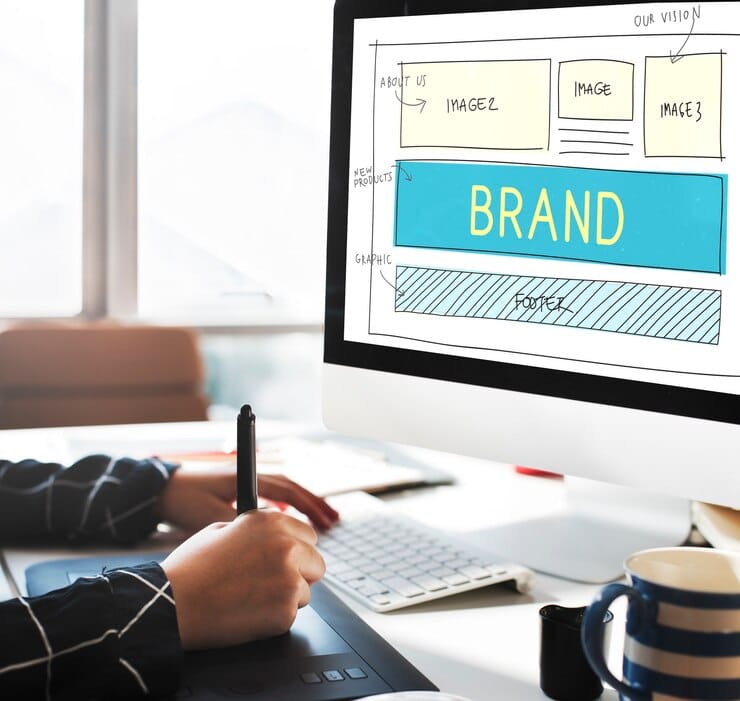 Conceito de interface do usuário do plano de site de marketing de marca registrada