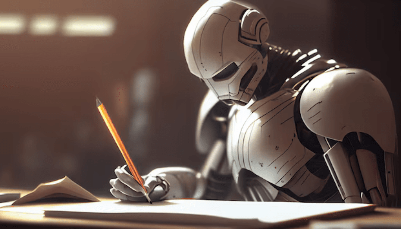 Robô escrevendo em papel Generative Ai