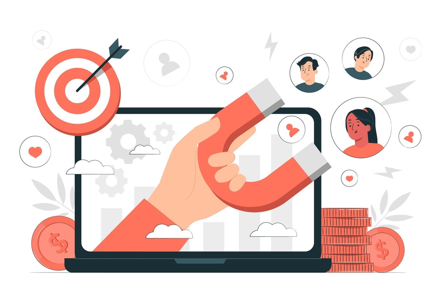 Ilustração do conceito de geração de novos leads
