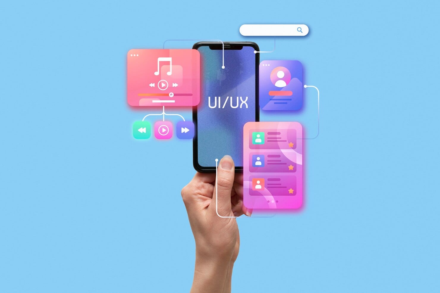 Representações de interface do usuário e ux com smartphone
