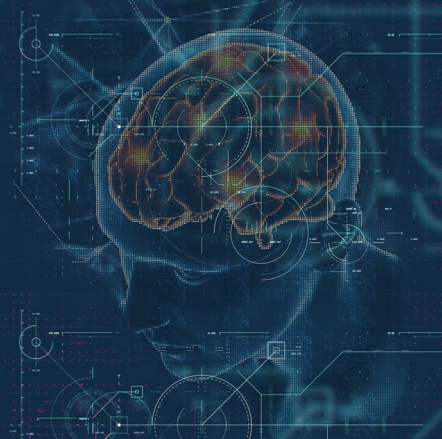Interfaces Cérebro-Máquina e o Futuro da Comunicação 3D render de uma formação médica