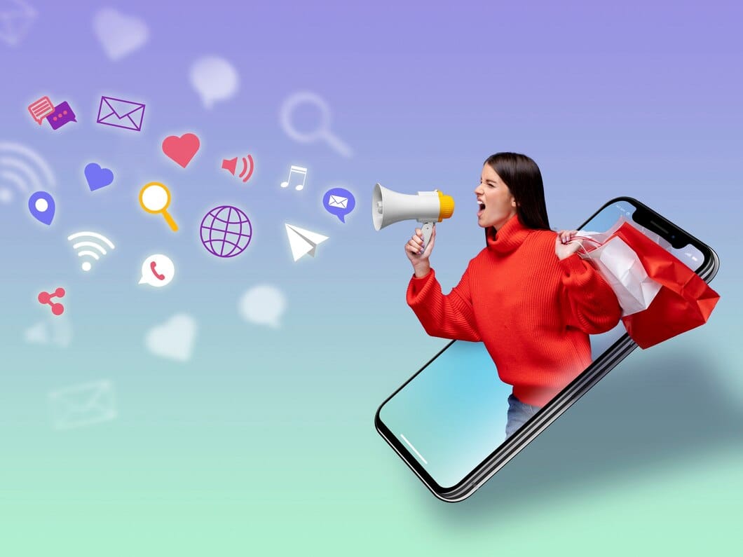 Conceito de marketing de mídia social para marketing com aplicativos
