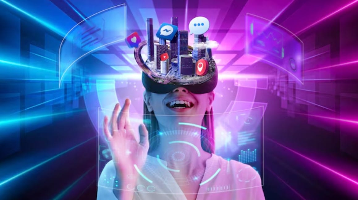 Oportunidades da publicidade no metaverso Colagem de amor virtual do metaverso