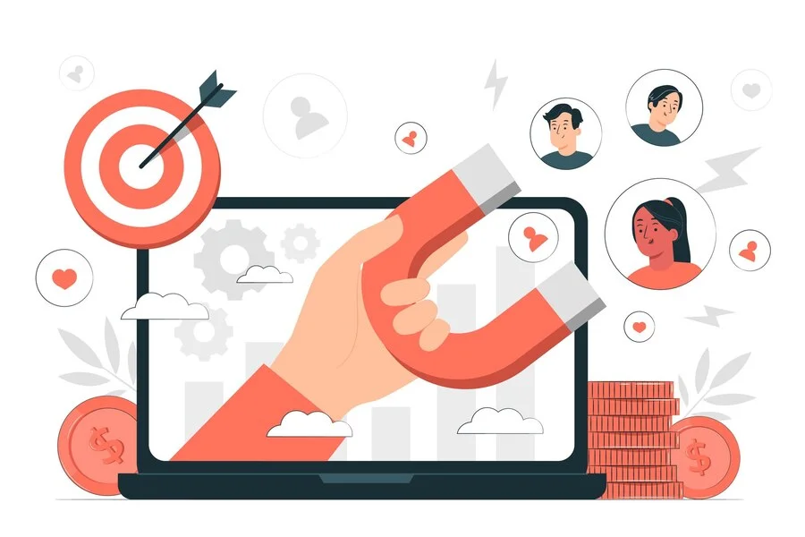 Inbound marketing: seu guia rumo ao sucesso online 1 Ilustração do conceito de geração de novos leads