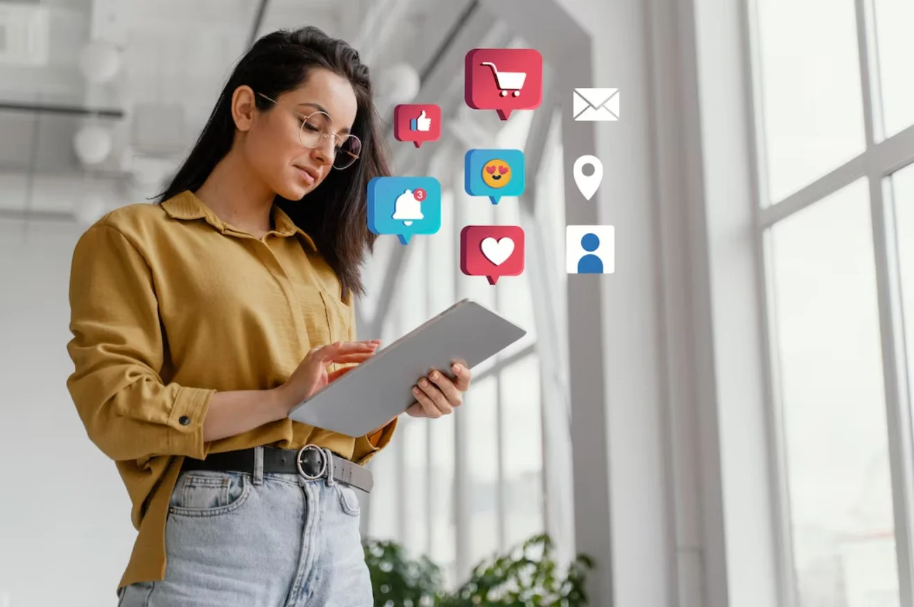 Táticas de Social Selling Para Vender Mais nas Redes Sociais Conceito de marketing de mídia social para marketing com aplicativos