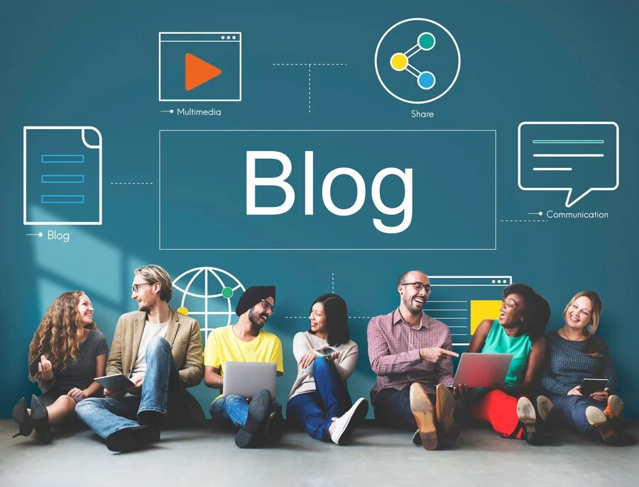 Por que ter um blog para e-commerce é importante? Conceito de símbolos de ícones de comunicação de tecnologia
