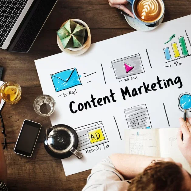 Marketing de conteúdo em alta: tendências e oportunidades 1 Ícones de marketing de mídia de estratégia on-line