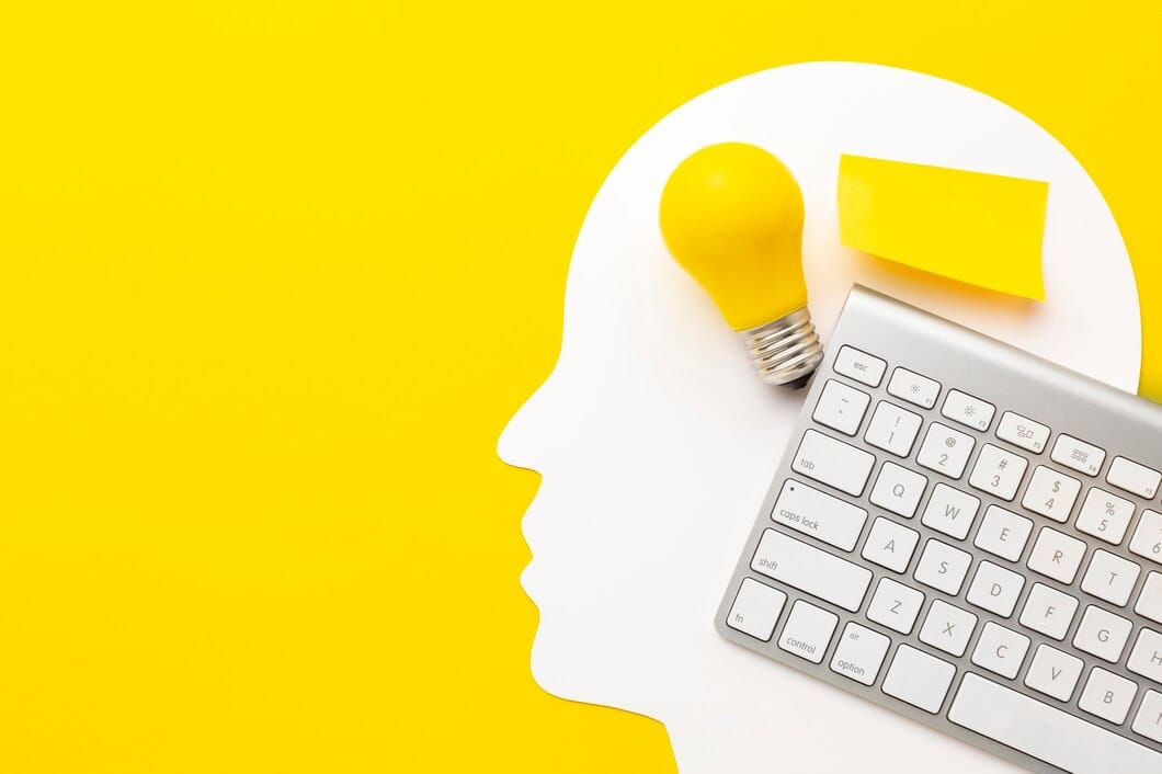 Neuromarketing: O Poder da Mente na Decisão de Compra Composição de inovação abstrata de vista superior