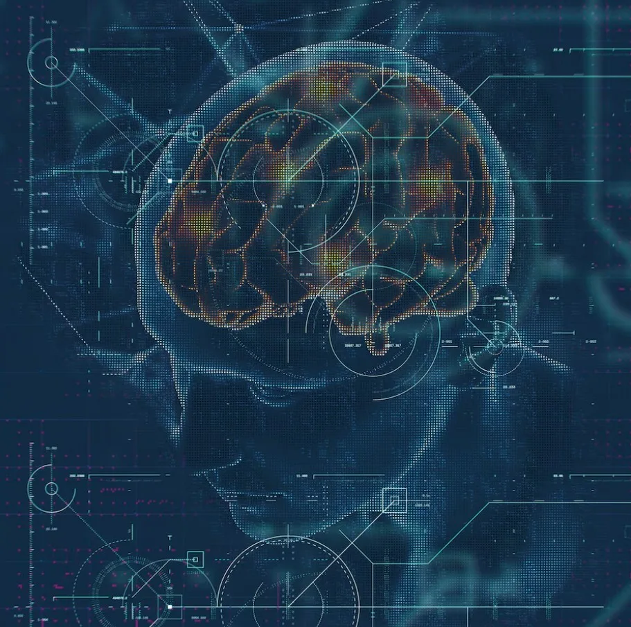 Interfaces Cérebro-Máquina e o Futuro da Comunicação 3D render de uma formação médica
