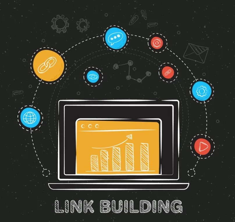 7 benefícios dos backlinks de qualidade para o seu site Fundo de construção de link de quadro-negro