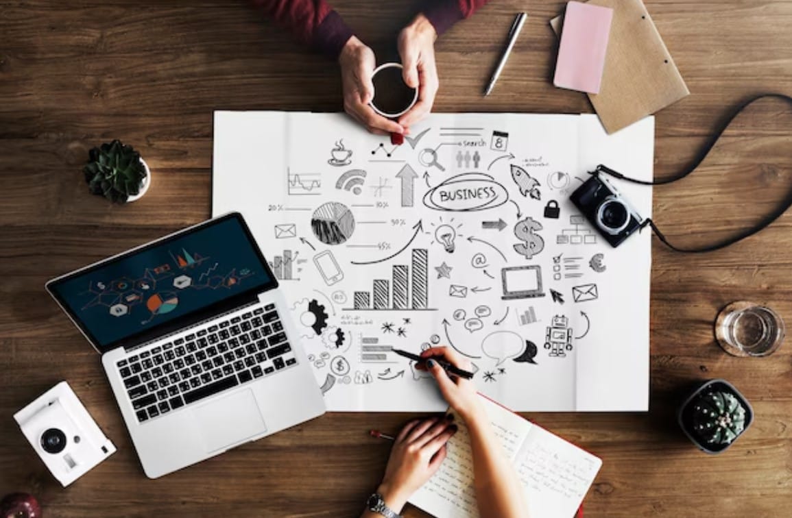 Estratégias de marketing para marcas globais no Brasil Mapa deitado na mesa de madeira