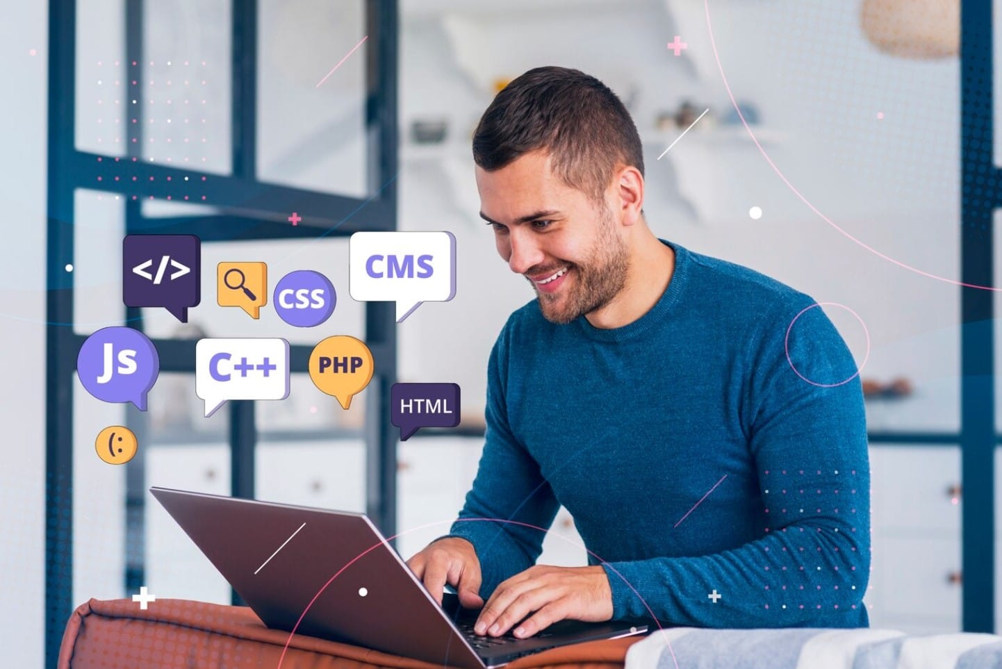 Como escolher a melhor agência para desenvolvimento de sites e apps Pessoa em frente ao computador trabalhando em html
