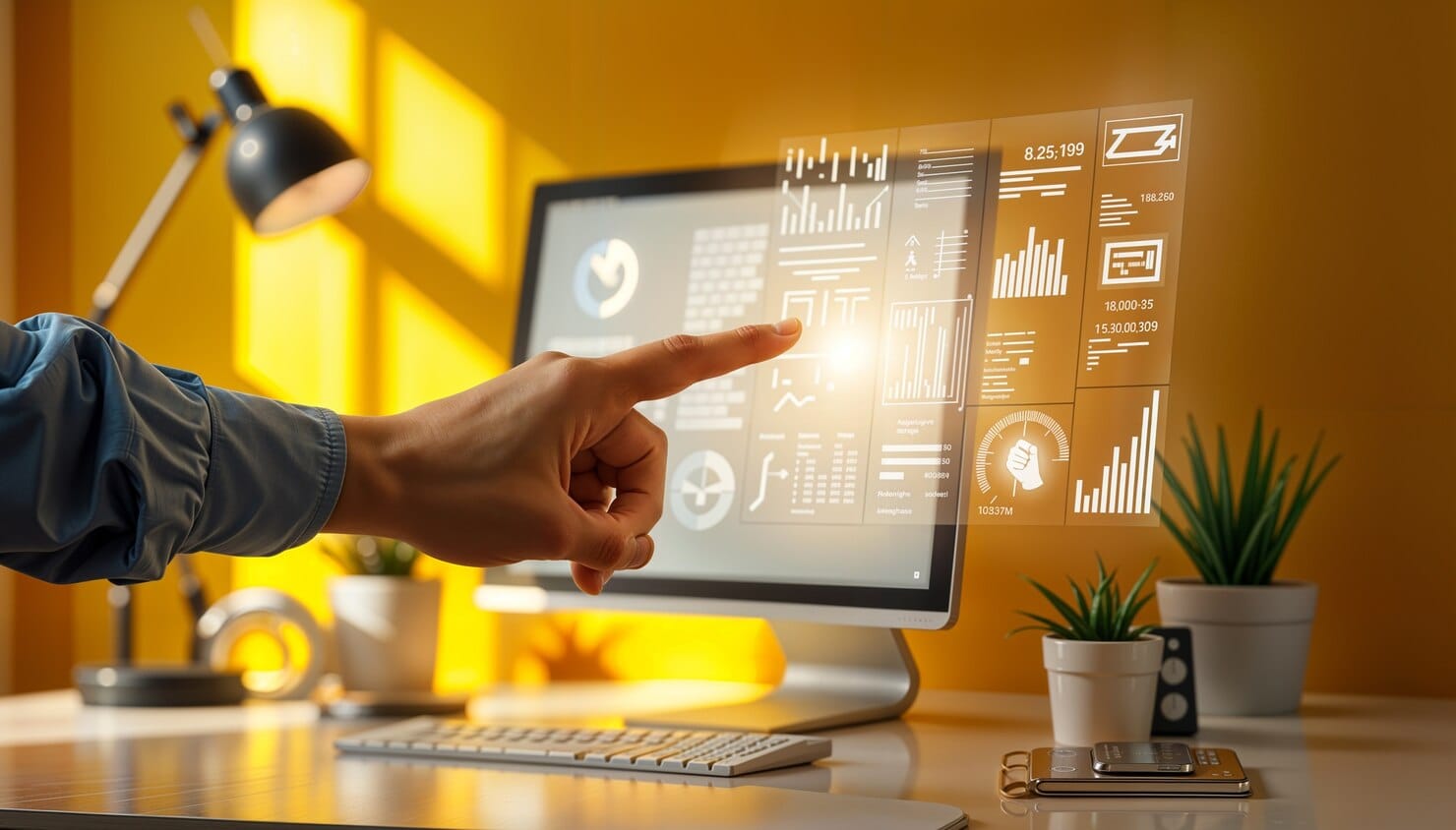 Holograma de tecnologia em ambientes fechados
