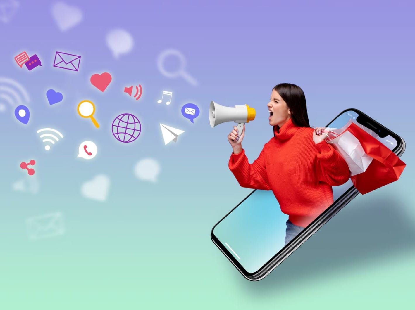 Conceito de marketing de mídia social para marketing com aplicativos
